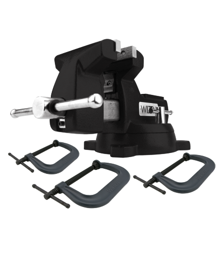 Wilton Holding Strong Kit, Black 746 Mechanics Vise and 3-pc 400 Series C-Clamp Set