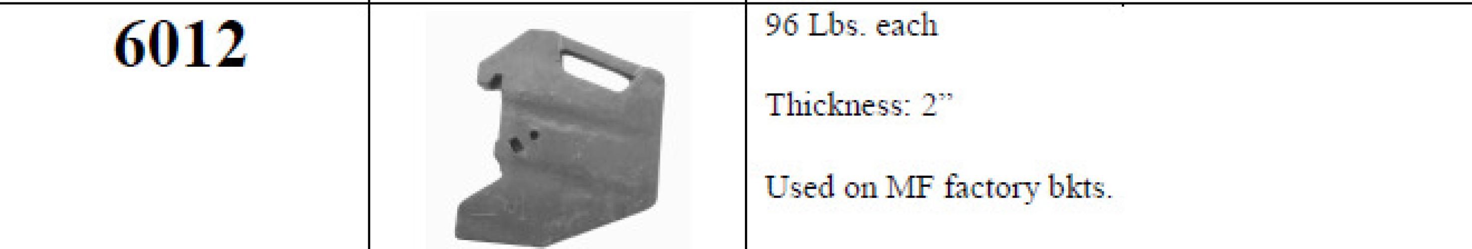 Massey Ferguson 6012 frt suitcase weight